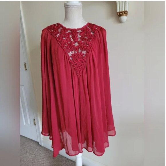 Free People Sunshine Of Love Red Mini Dress size L - Picture 3 of 8